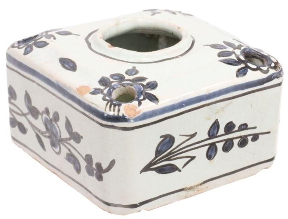 ANTIQUE FRENCH FAIENCE INKWELL,