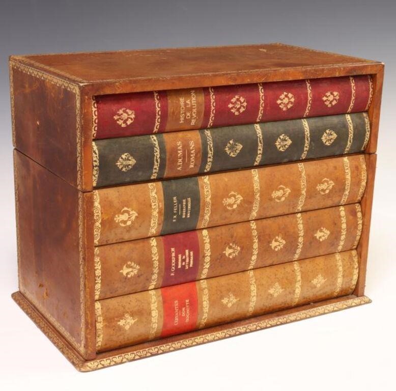 FRENCH LEATHER CLAD FAUX BOOKS 2f6c98