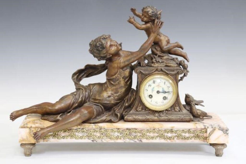 FRENCH FIGURAL MANTEL SHELF CLOCKFrench 2f6cb4