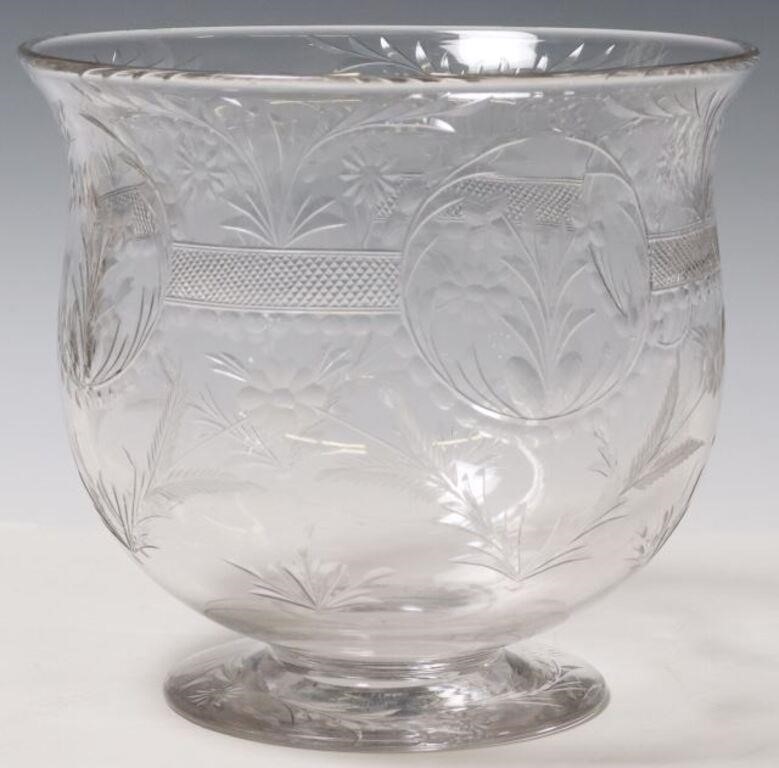 CUT & ETCHED GLASS FOOTED PUNCH