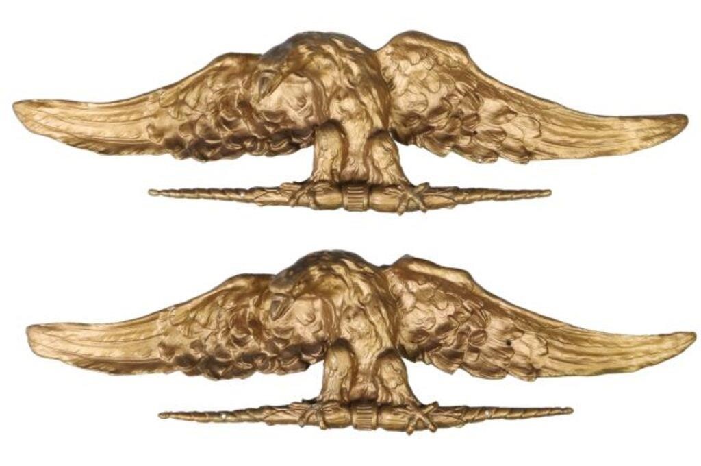 (2) ARCHITECTURAL GILT METAL EAGLE