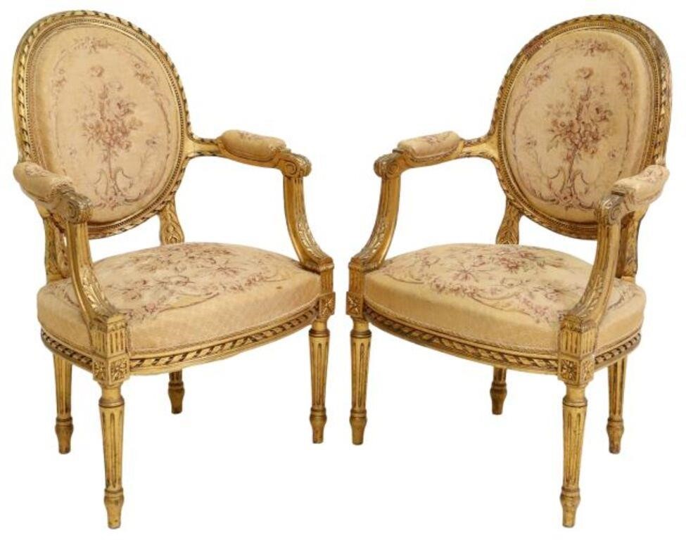  2 FRENCH LOUIS XVI STYLE GILTWOOD 2f6cfb