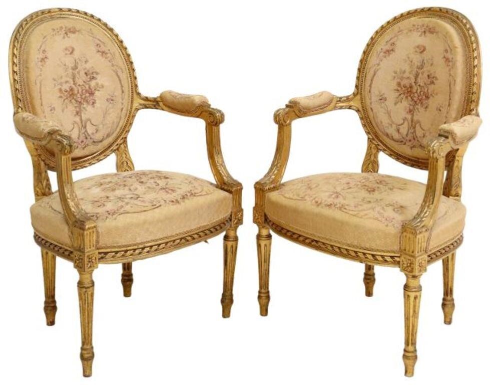  2 FRENCH LOUIS XVI STYLE GILTWOOD 2f6cfc