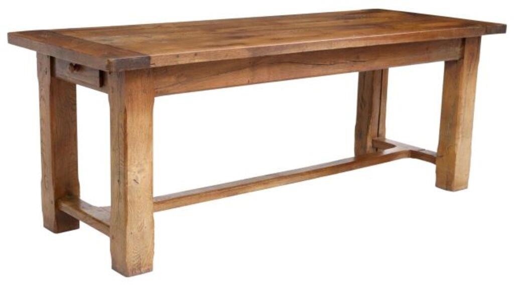 FRENCH OAK FARMHOUSE TABLE, 77"LFrench