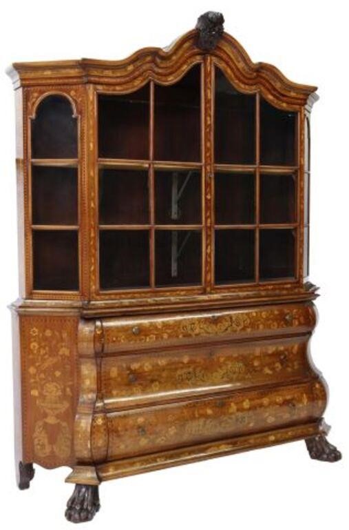 DUTCH MARQUETRY INLAID VITRINE