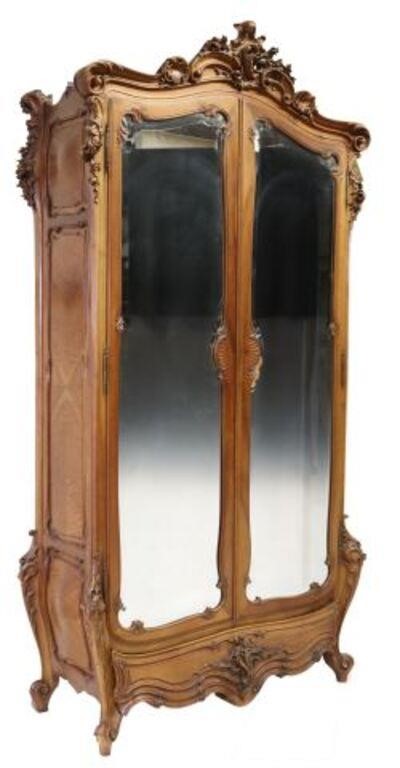 FRENCH LOUIS XV STYLE WALNUT MIRRORED 2f6d6d