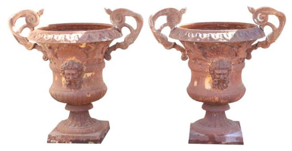 (2) LARGE CAST IRON HANDLED CAMPANA-FORM