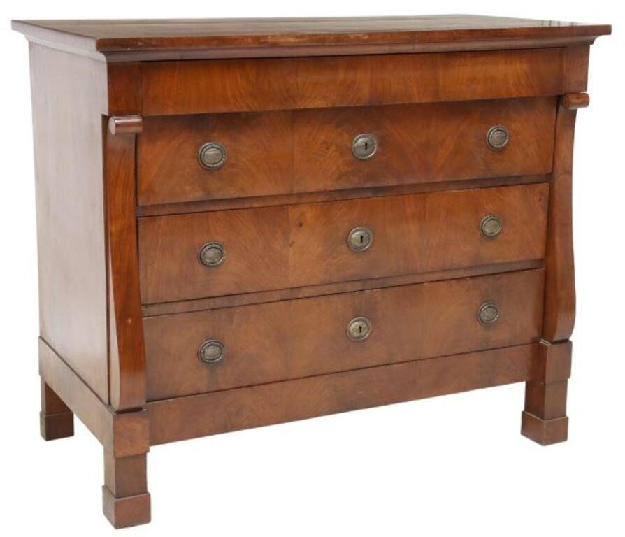 FRENCH EMPIRE STYLE WALNUT COMMODEFrench