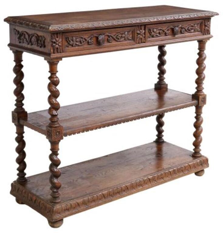 FRENCH HENRI II STYLE CARVED OAK