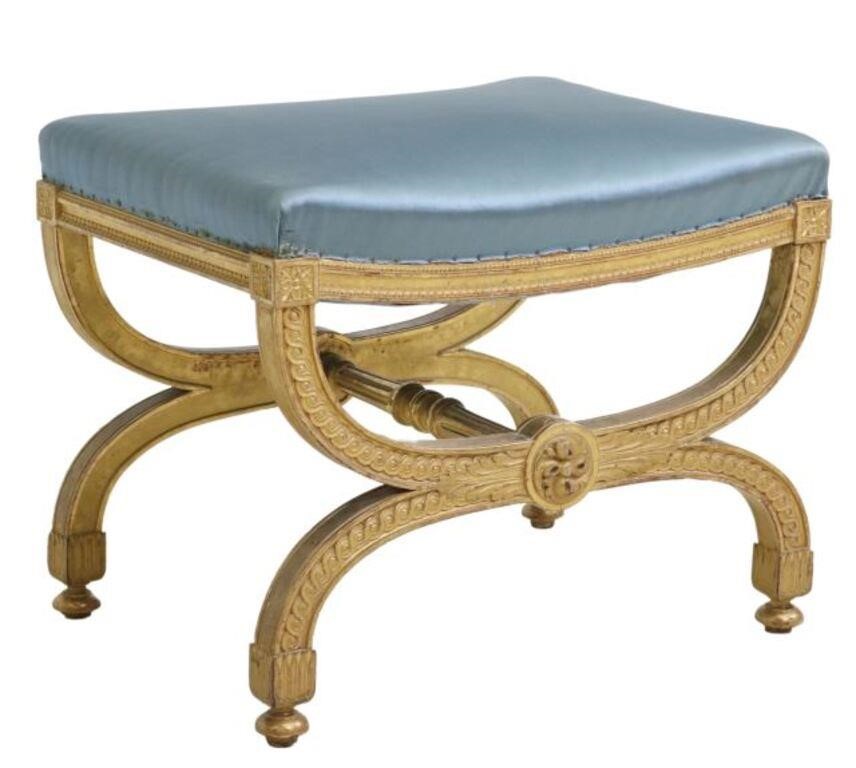 NEOCLASSICAL STYLE GILTWOOD UPHOLSTERED