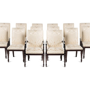 A Set of Sixteen Contemporary Damask Upholstered 2f6e34