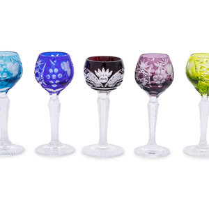 Five Bohemian Cut-to-Clear Glass Cordials
Height