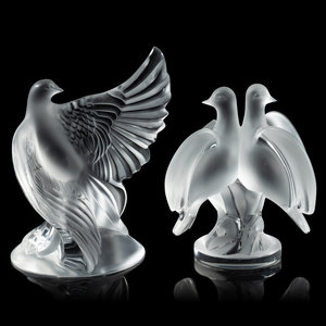 Two Lalique Dove Figures
comprising