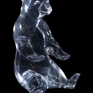 A French Glass Bear Figure marked 2f6e6e