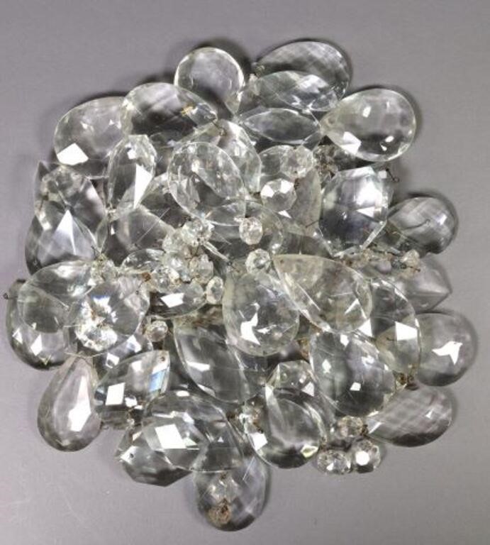 (LOT) CRYSTAL FACETED CHANDELIER