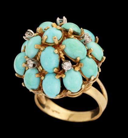 14 karat yellow gold turquoise