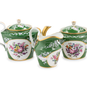 A Popov Porcelain Three-Piece Tea