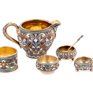A Group of Russian Enameled Silver