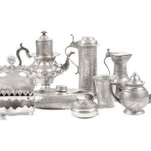 A Collection of Eight Pewter Articles 18th 2f6f06