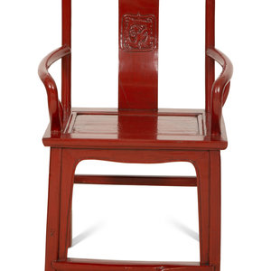 A Chinese Red Painted Armchair 20th 2f6f75