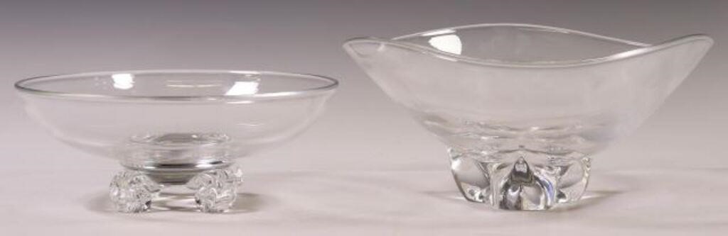 (2) STEUBEN COLORLESS ART GLASS BOWLS,