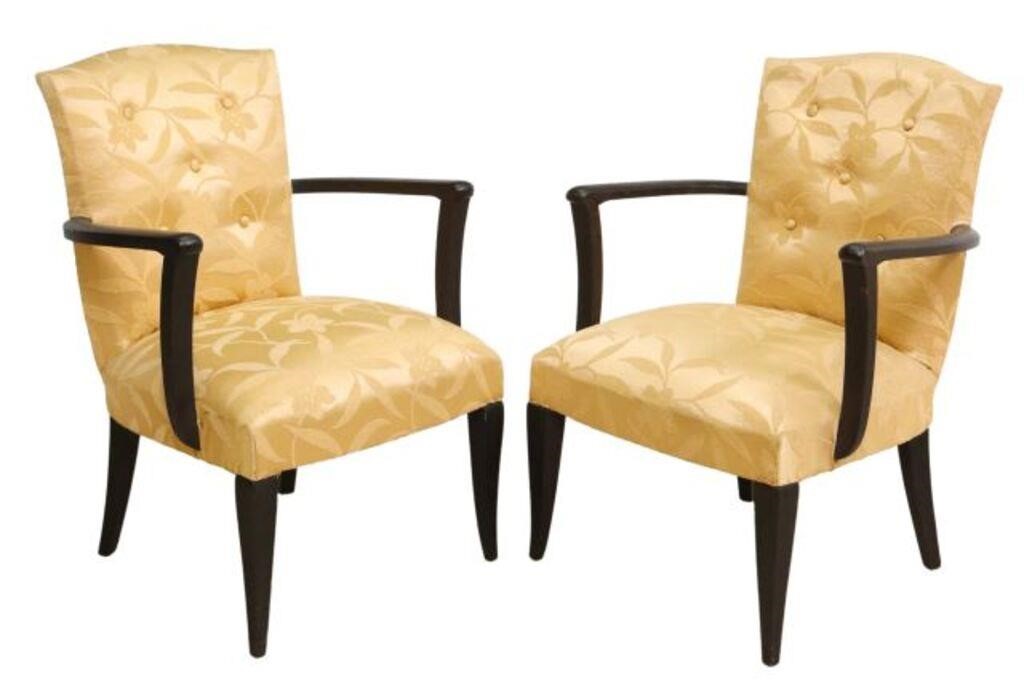 (2) FRENCH ART DECO UPHOLSTERED