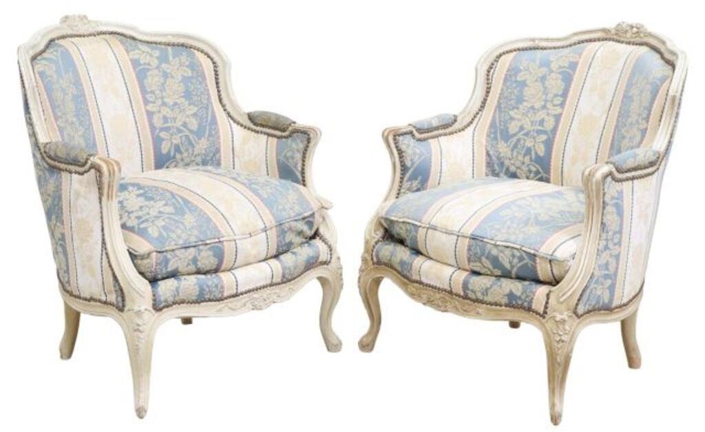 2 FRENCH LOUIS XV STYLE UPHOLSTERED 2f6ffc