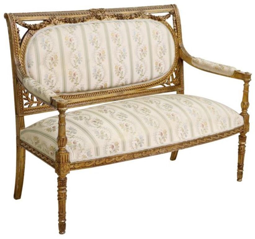 LOUIS XVI STYLE FLORAL UPHOLSTERED