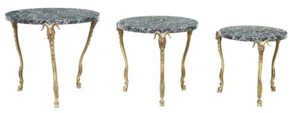  3 DIMINUTIVE FRENCH MARBLE TOP 2f7076