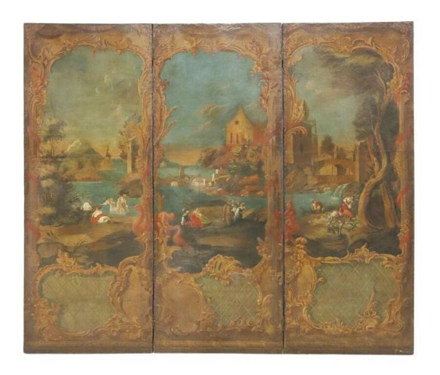 FRENCH HAND PAINTED THREE PANEL 2f70b2