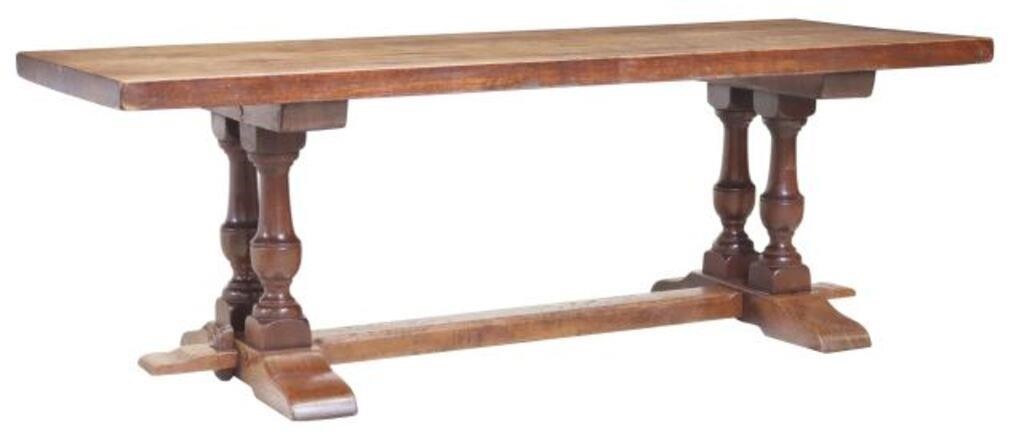 FRENCH OAK REFECTORY TRESTLE TABLE,