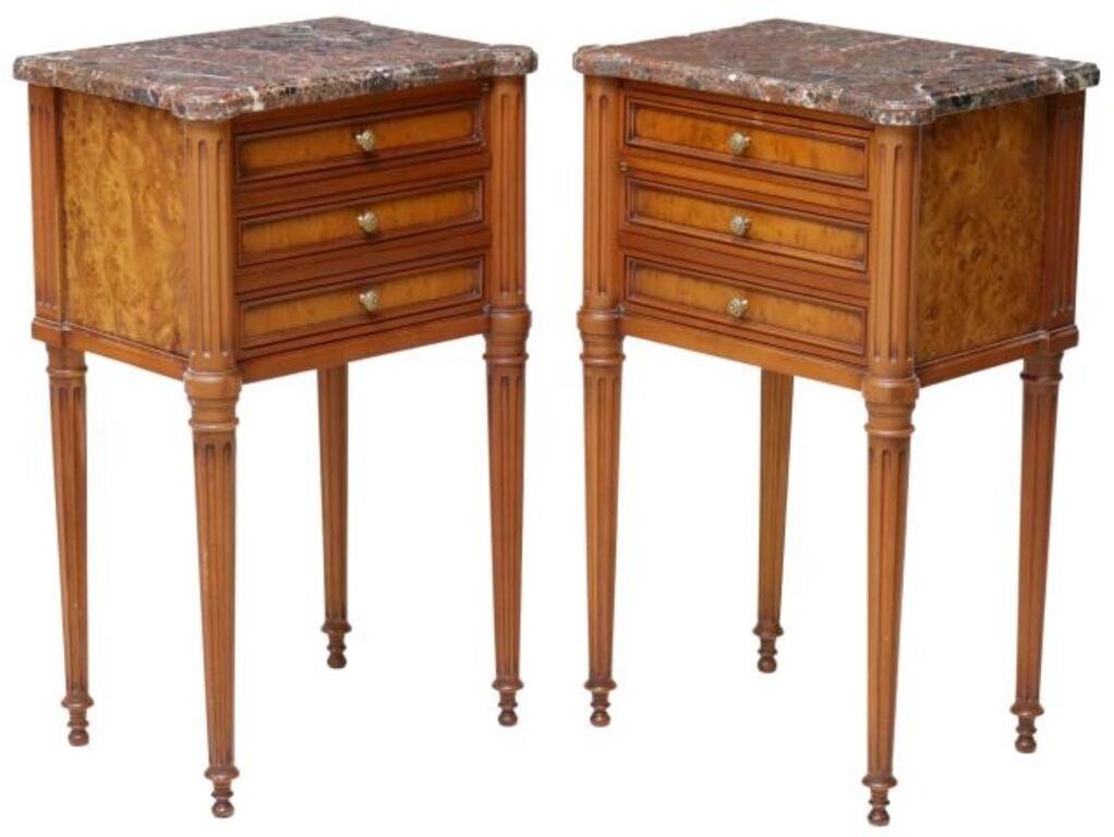 (2) FRENCH LOUIS XVI STYLE MARBLE-TOP