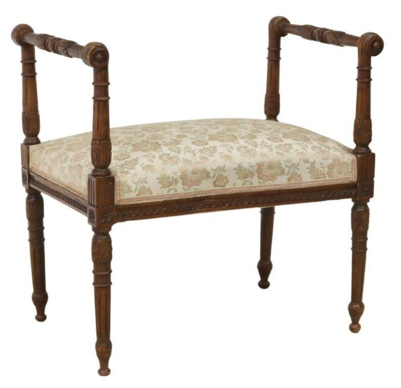 LOUIS XVI STYLE CARVED & UPHOLSTERED