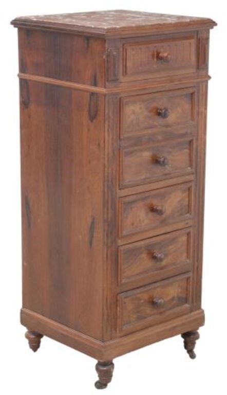 FRENCH MARBLE TOP WALNUT BEDSIDE 2f7197