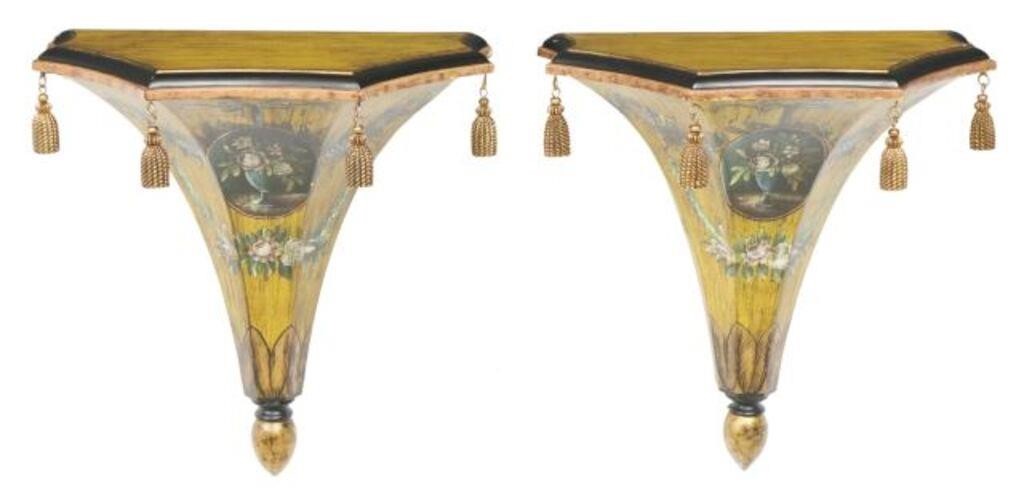  2 DECORATIVE PAINTED WALL BRACKETS pair  2f71c0
