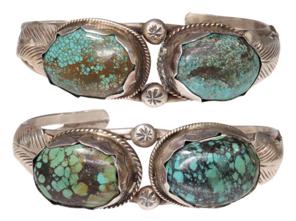  2 NATIVE AMERICAN SILVER TURQUOISE 2f71e1