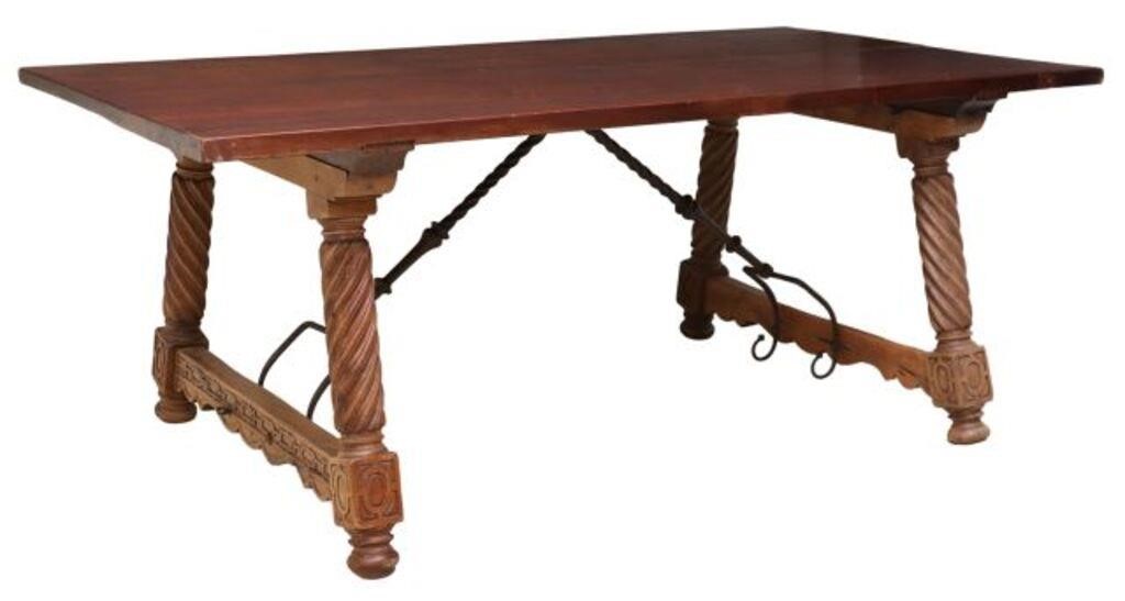 SPANISH BAROQUE STYLE OAK TOP TABLE  2f7226