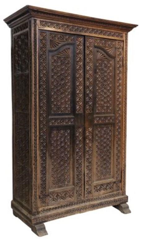 SPANISH CHIP CARVED ARMOIRE OR
