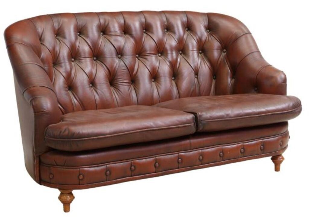 BUTTON-TUFTED LEATHER TWO-SEAT