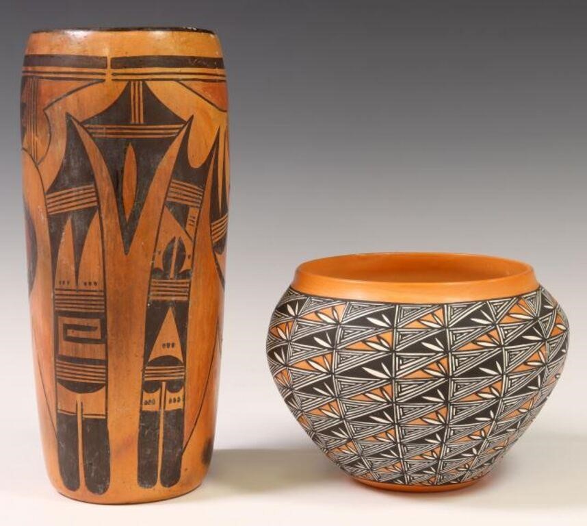 (2) NATIVE AMERICAN POTTERY VESSELS,