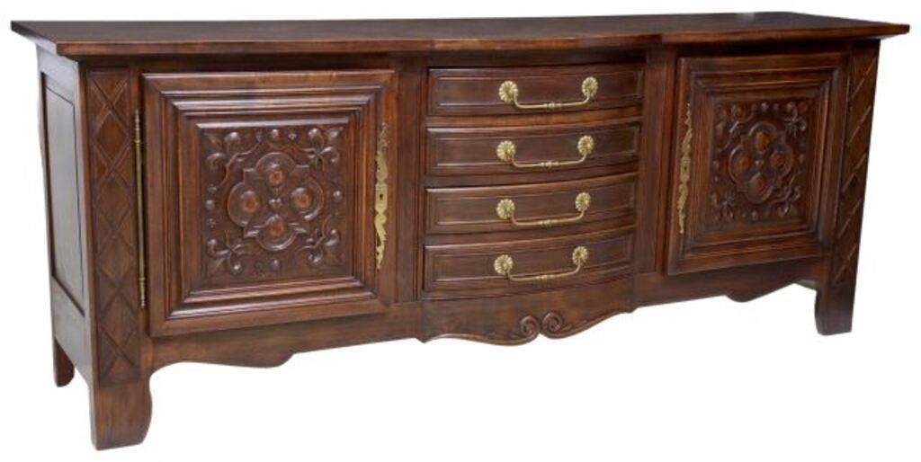 LARGE FRENCH PROVINCIAL OAK SIDEBOARDFrench