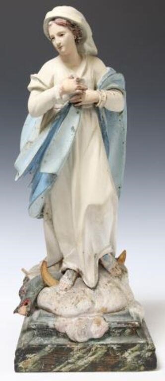 CARVED ALTAR FIGURE MADONNA IMMACULATE