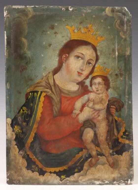 OIL ON TIN RETABLO NUESTRA SENORA