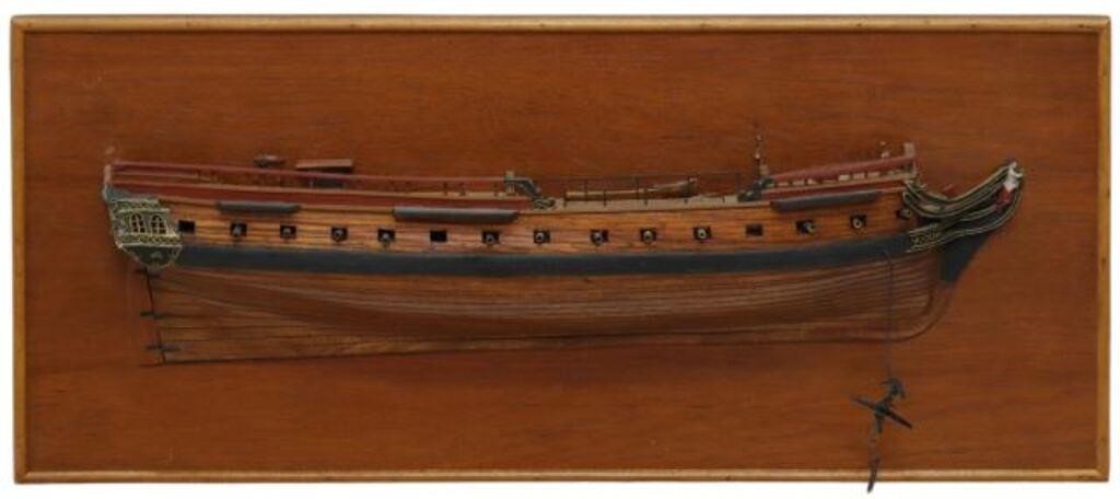 CARVED HALF HULL MODEL OF A SHIPCarved 2f72f1