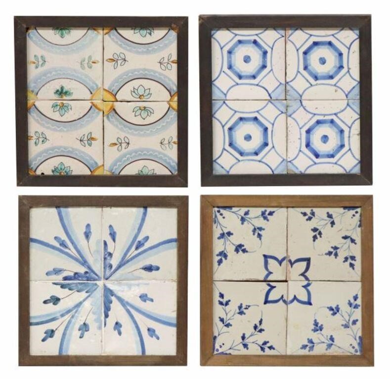  4 FRAMED BLUE WHITE CERAMIC 2f72f6