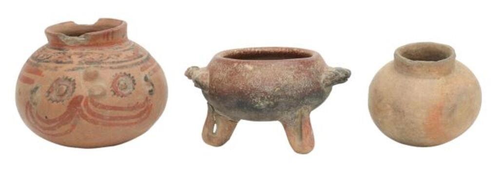  3 PRE COLUMBIAN EARTHENWARE VESSELS  2f7309