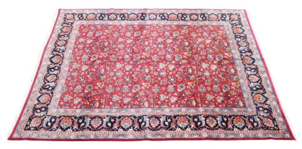 HAND-TIED PERSIAN MASHAD RUG, 12'8"