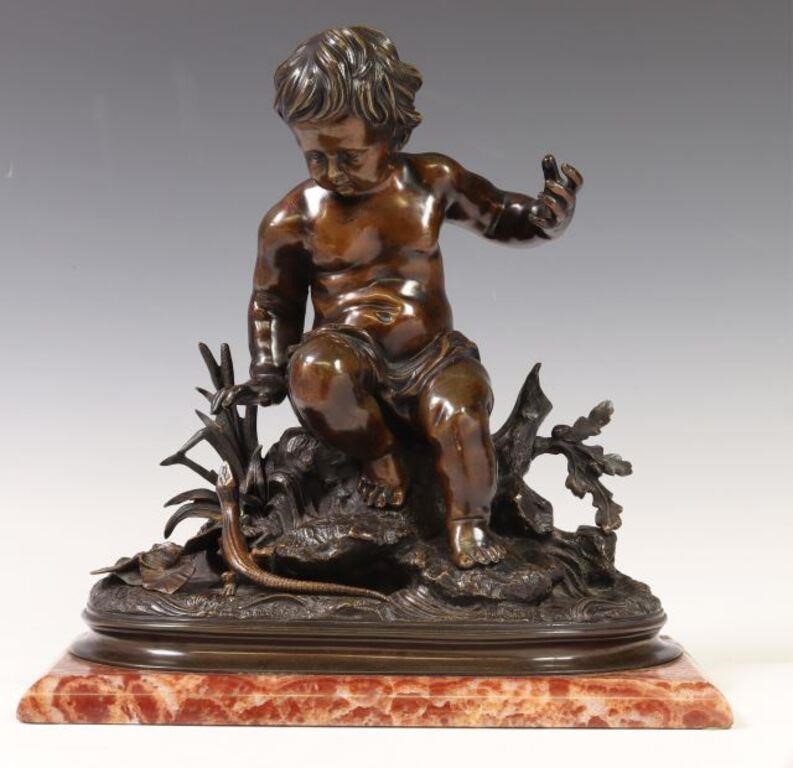 PATINATED BRONZE PUTTO SALAMANDER 2f738c