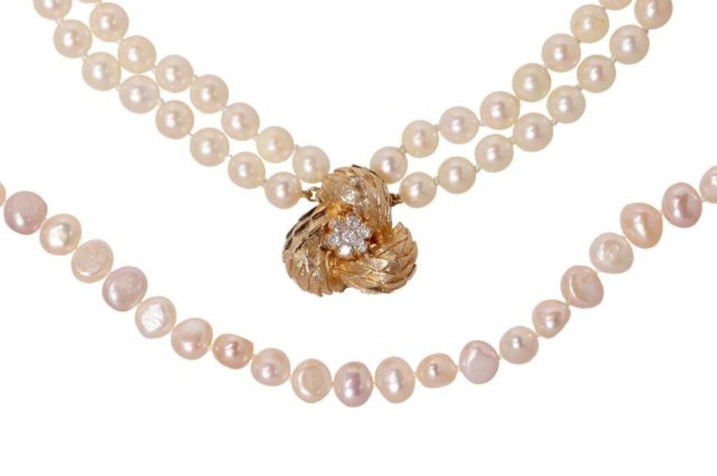 (2) ESTATE PEARL BRACELET 14K GOLD