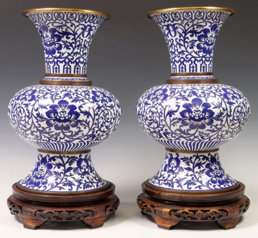  2 CHINESE BLUE WHITE CLOISONNE 2f73b8